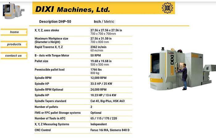 2008 DIXI DHP50-4X Horizontal Machining Centers | Liberty Machine Works LLC