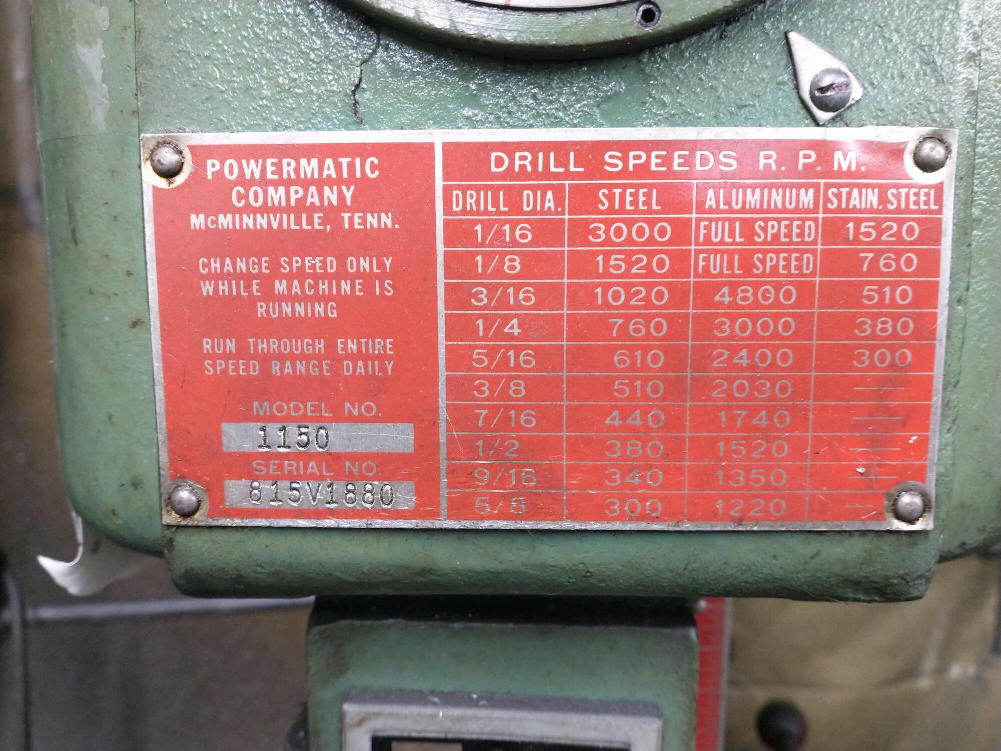 POWERMATIC 1150 Heavy Duty & Sensitive Single Spindle Drills | Liberty Machine Works LLC